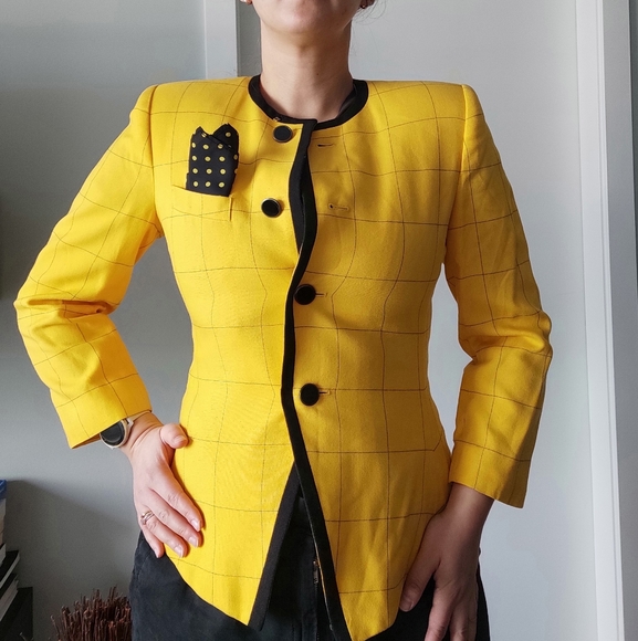 Vintage 80s Plaid Blazer - Picture 1 of 9